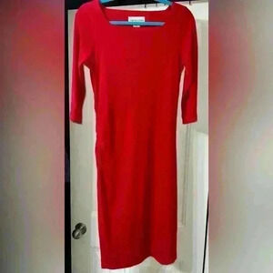 Bloomingdale's Mid-sleeve Red Dress, Size 6